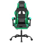 vidaXL Scaun de gaming cu suport picioare negru/verde, piele ecologică