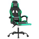 vidaXL Scaun de gaming cu suport picioare negru/verde, piele ecologică