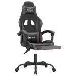 vidaXL Scaun de gaming cu suport picioare, negru/gri, piele ecologică