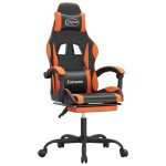 vidaXL Scaun de gaming cu suport picioare, negru/oranj, piele eco