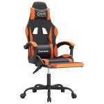 vidaXL Scaun de gaming cu suport picioare, negru/oranj, piele eco