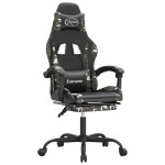 vidaXL Scaun de gaming cu suport picioare, negru/camuflaj, piele eco