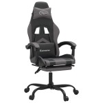vidaXL Scaun de gaming cu suport picioare, negru/gri, piele ecologică