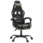 vidaXL Scaun de gaming cu suport picioare, negru/camuflaj, piele eco