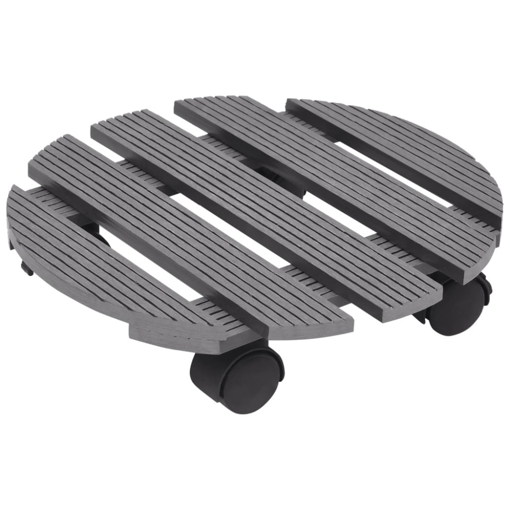 vidaXL Cărucioare pentru plante, 4 buc., gri, Ø30x7,5 cm, WPC