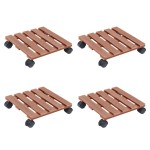 vidaXL Cărucioare pentru plante, 4 buc., maro, 30x30x7,5 cm, WPC vidaXL Cărucioare pentru plante, 4 buc., maro, 30x30x7,5 cm, WPC