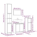 vidaXL Set mobilier de baie, 4 piese, stejar fumuriu, lemn prelucrat