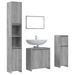 vidaXL Set mobilier de baie, 4 piese, gri sonoma, lemn prelucrat