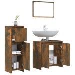 vidaXL Set mobilier de baie, 3 piese, stejar fumuriu, lemn prelucrat vidaXL Set mobilier de baie, 3 piese, stejar fumuriu, lemn prelucrat