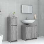 vidaXL Set mobilier de baie, 3 piese, gri sonoma, lemn prelucrat vidaXL Set mobilier de baie, 3 piese, gri sonoma, lemn prelucrat