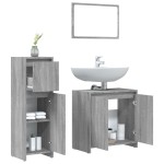 vidaXL Set mobilier de baie, 3 piese, gri sonoma, lemn prelucrat vidaXL Set mobilier de baie, 3 piese, gri sonoma, lemn prelucrat