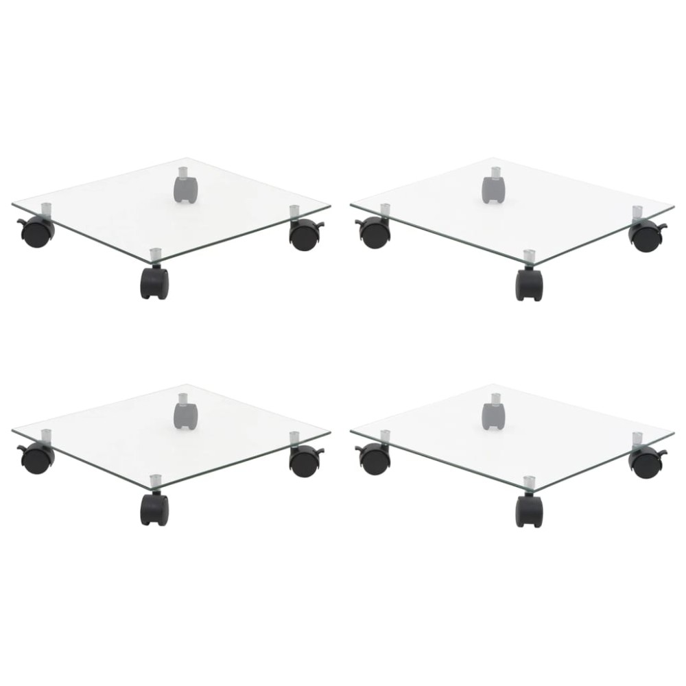 vidaXL Suport cu role de plante 4 buc 35x35cm sticlă securizată pătrat