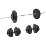 vidaXL Haltă și gantere cu plăci de greutate, 60 kg vidaXL Haltă și gantere cu plăci de greutate, 60 kg
