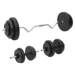 vidaXL Halteră curbată și ganteră cu discuri de greutate, 60 kg vidaXL Halteră curbată și ganteră cu discuri de greutate, 60 kg