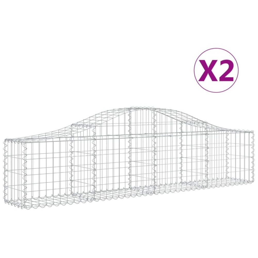 vidaXL Coșuri gabion arcuite 2 buc, 200x30x40/60 cm, fier galvanizat