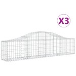 vidaXL Coșuri gabion arcuite 3 buc, 200x30x40/60 cm, fier galvanizat