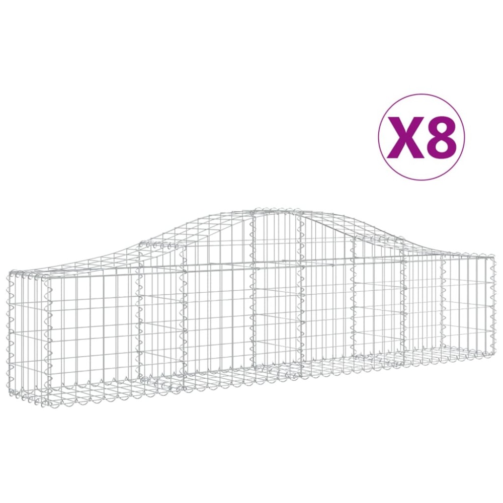 vidaXL Coșuri gabion arcuite 8 buc, 200x30x40/60 cm, fier galvanizat