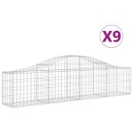 vidaXL Coșuri gabion arcuite 9 buc, 200x30x40/60 cm, fier galvanizat