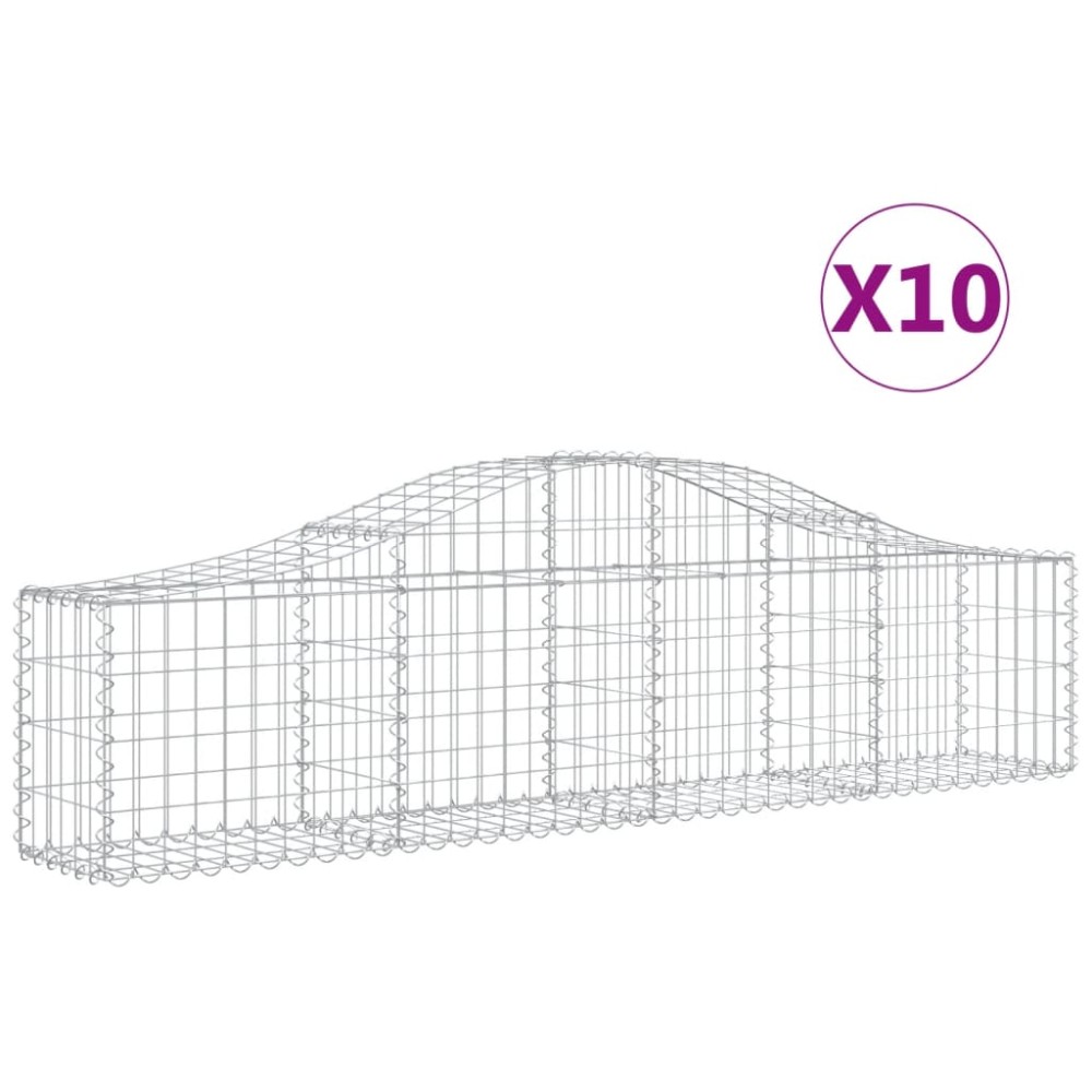 vidaXL Coșuri gabion arcuite 10 buc, 200x30x40/60 cm, fier galvanizat