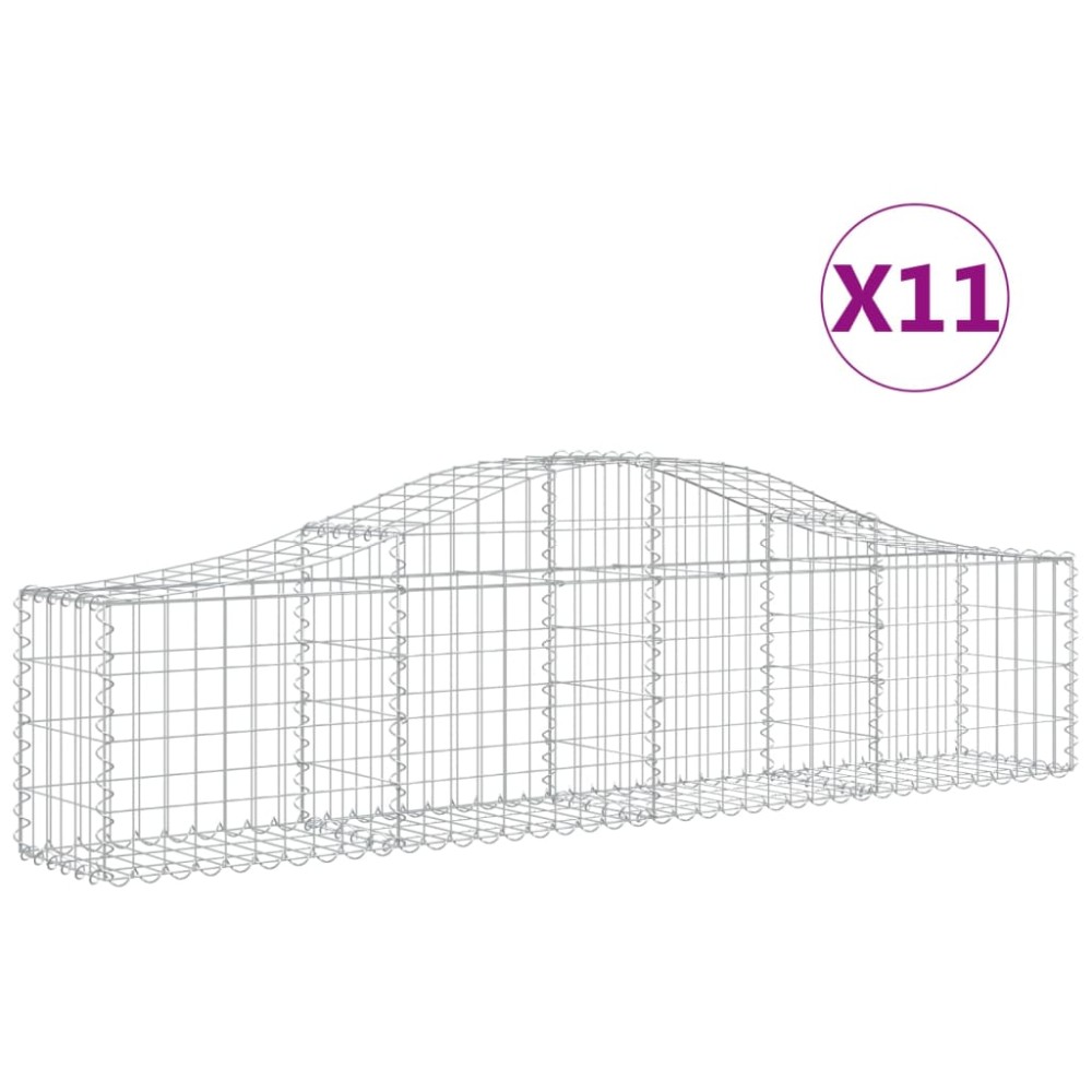 vidaXL Coșuri gabion arcuite 11 buc, 200x30x40/60 cm, fier galvanizat