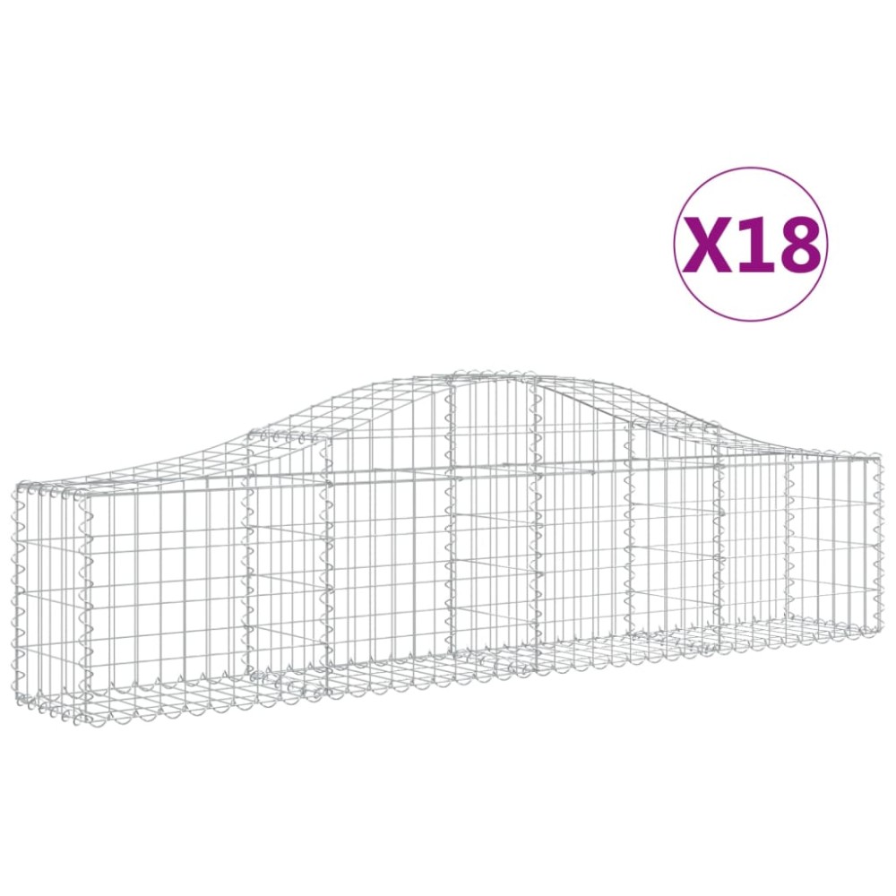 vidaXL Coșuri gabion arcuite 18 buc, 200x30x40/60 cm, fier galvanizat