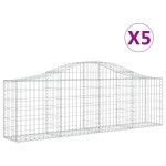 vidaXL Coșuri gabion arcuite 5 buc, 200x30x60/80 cm, fier galvanizat