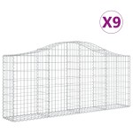 vidaXL Coșuri gabion arcuite 9 buc, 200x30x80/100cm, fier galvanizat