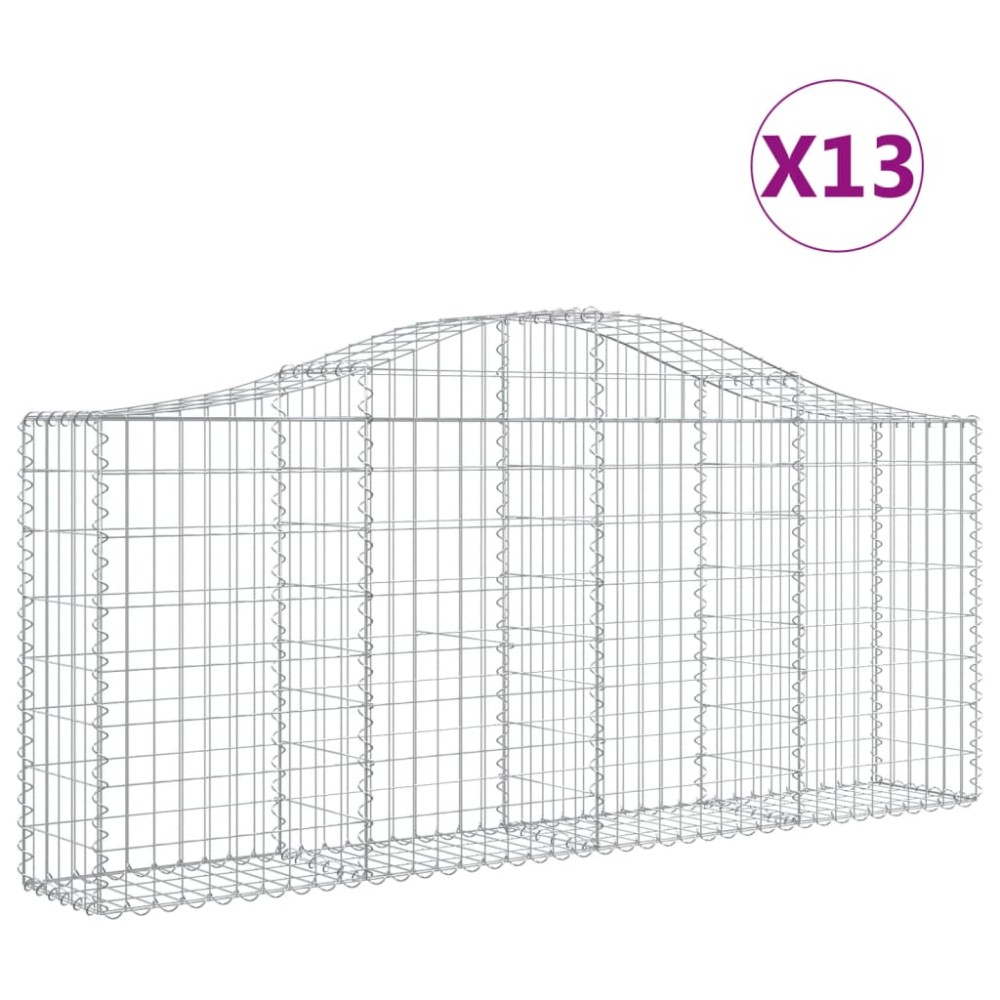 vidaXL Coșuri gabion arcuite 13 buc, 200x30x80/100cm, fier galvanizat