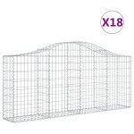vidaXL Coșuri gabion arcuite 18 buc, 200x30x80/100cm, fier galvanizat