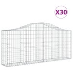 vidaXL Coșuri gabion arcuite 30 buc, 200x30x80/100 cm, fier galvanizat