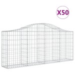 vidaXL Coșuri gabion arcuite 50 buc, 200x30x80/100 cm, fier galvanizat