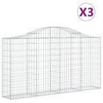vidaXL Coșuri gabion arcuite 3 buc, 200x30x100/120 cm fier galvanizat