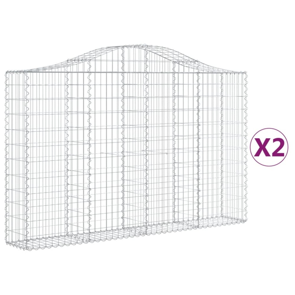 vidaXL Coșuri gabion arcuite 2 buc, 200x30x120/140 cm, fier galvanizat