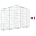 vidaXL Coșuri gabion arcuite 3 buc, 200x30x120/140 cm, fier galvanizat