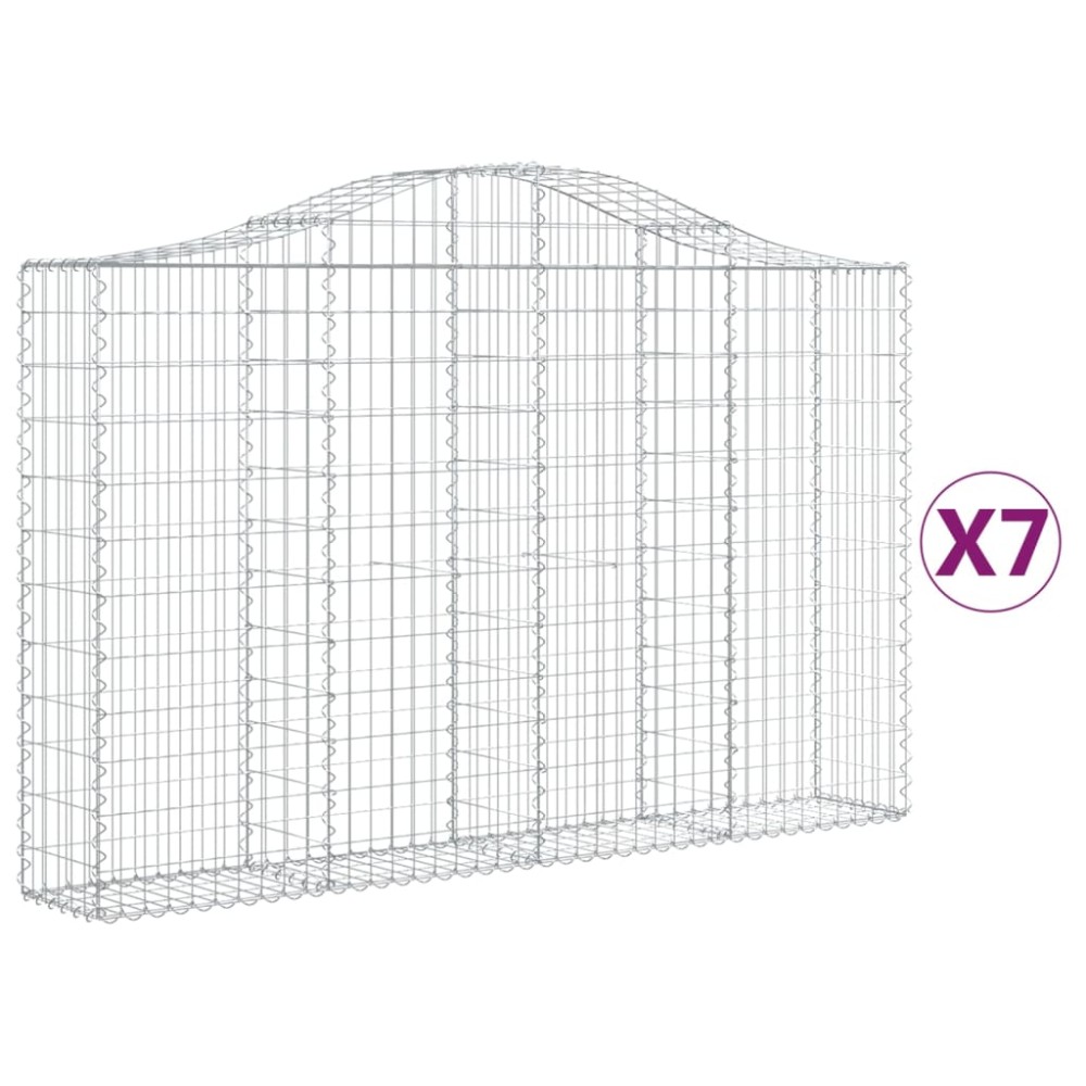 vidaXL Coșuri gabion arcuite 7 buc, 200x30x120/140 cm, fier galvanizat