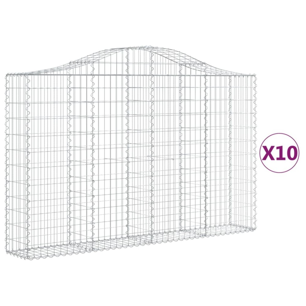 vidaXL Coșuri gabion arcuite 10 buc, 200x30x120/140cm, fier galvanizat