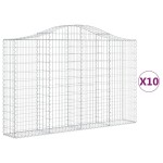 vidaXL Coșuri gabion arcuite 10 buc, 200x30x120/140cm, fier galvanizat