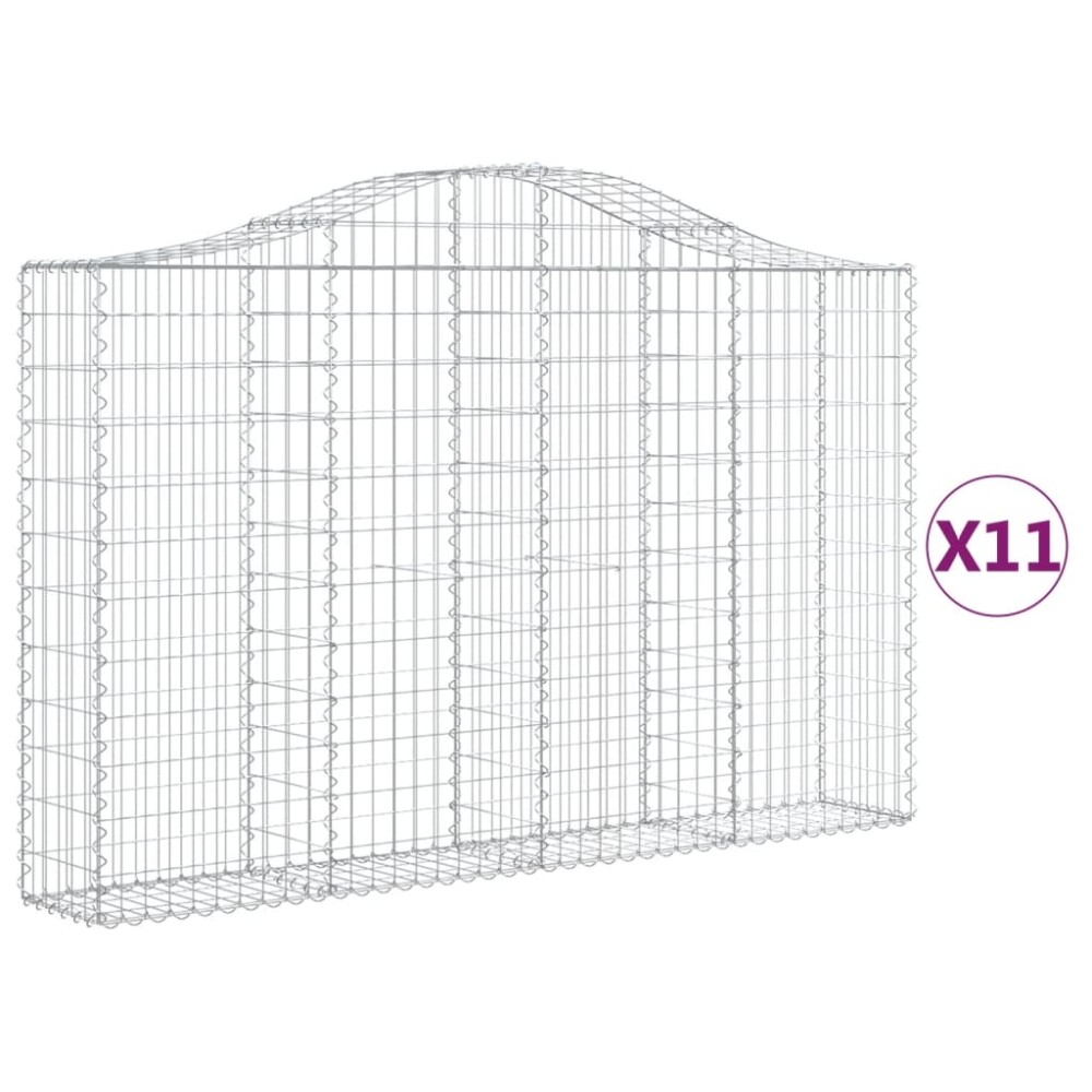 vidaXL Coșuri gabion arcuite 11 buc, 200x30x120/140cm, fier galvanizat