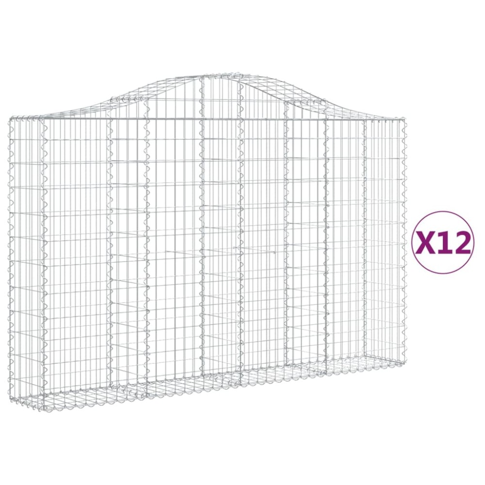 vidaXL Coșuri gabion arcuite 12 buc, 200x30x120/140cm, fier galvanizat
