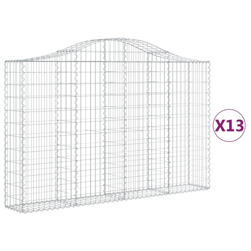 vidaXL Coșuri gabion arcuite 13 buc, 200x30x120/140cm, fier galvanizat