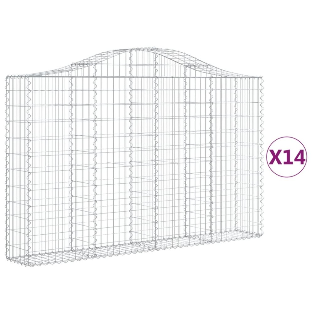 vidaXL Coșuri gabion arcuite 14 buc, 200x30x120/140cm, fier galvanizat