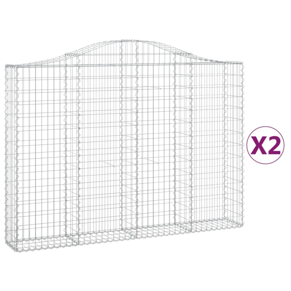 vidaXL Coșuri gabion arcuite 2 buc, 200x30x140/160cm, fier galvanizat