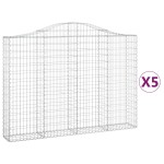 vidaXL Coșuri gabion arcuite 5 buc, 200x30x140/160cm, fier galvanizat