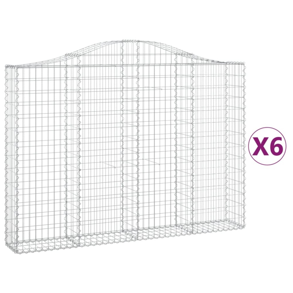 vidaXL Coșuri gabion arcuite 6 buc, 200x30x140/160cm, fier galvanizat