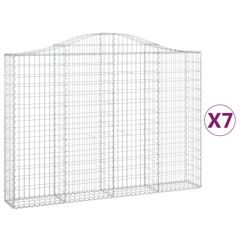 vidaXL Coșuri gabion arcuite 7 buc, 200x30x140/160cm, fier galvanizat