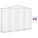 vidaXL Coșuri gabion arcuite 8 buc, 200x30x140/160cm, fier galvanizat vidaXL Coșuri gabion arcuite 8 buc, 200x30x140/160cm, fier galvanizat