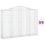 vidaXL Coșuri gabion arcuite 9 buc, 200x30x140/160cm, fier galvanizat