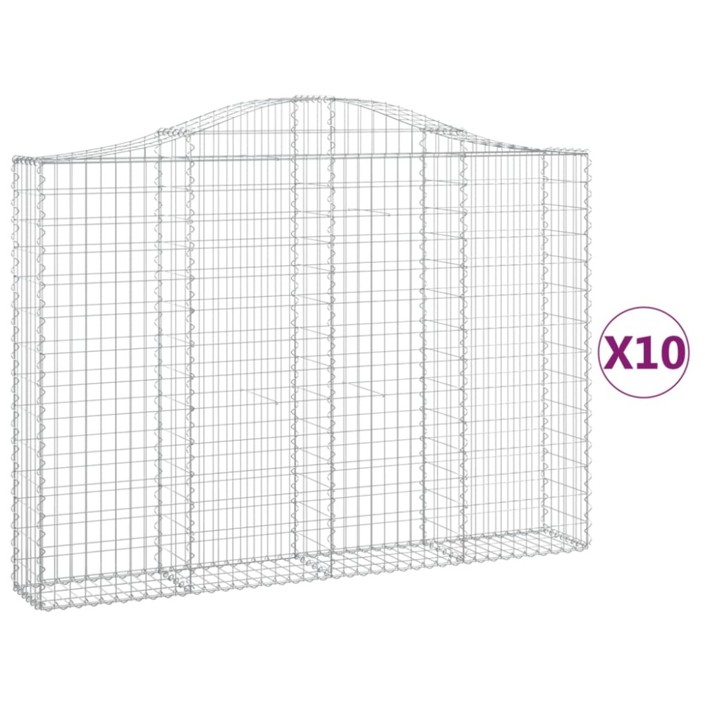 vidaXL Coșuri gabion arcuite 10 buc, 200x30x140/160cm, fier galvanizat