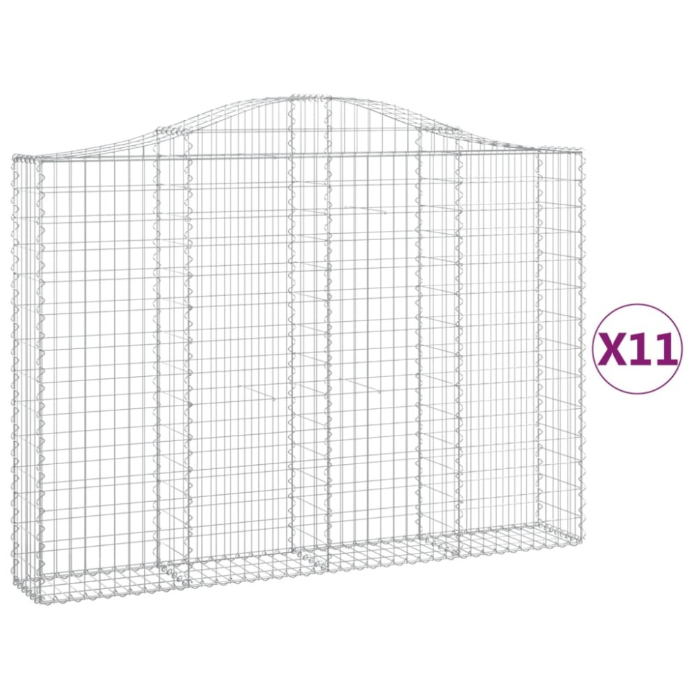 vidaXL Coșuri gabion arcuite 11 buc, 200x30x140/160cm, fier galvanizat