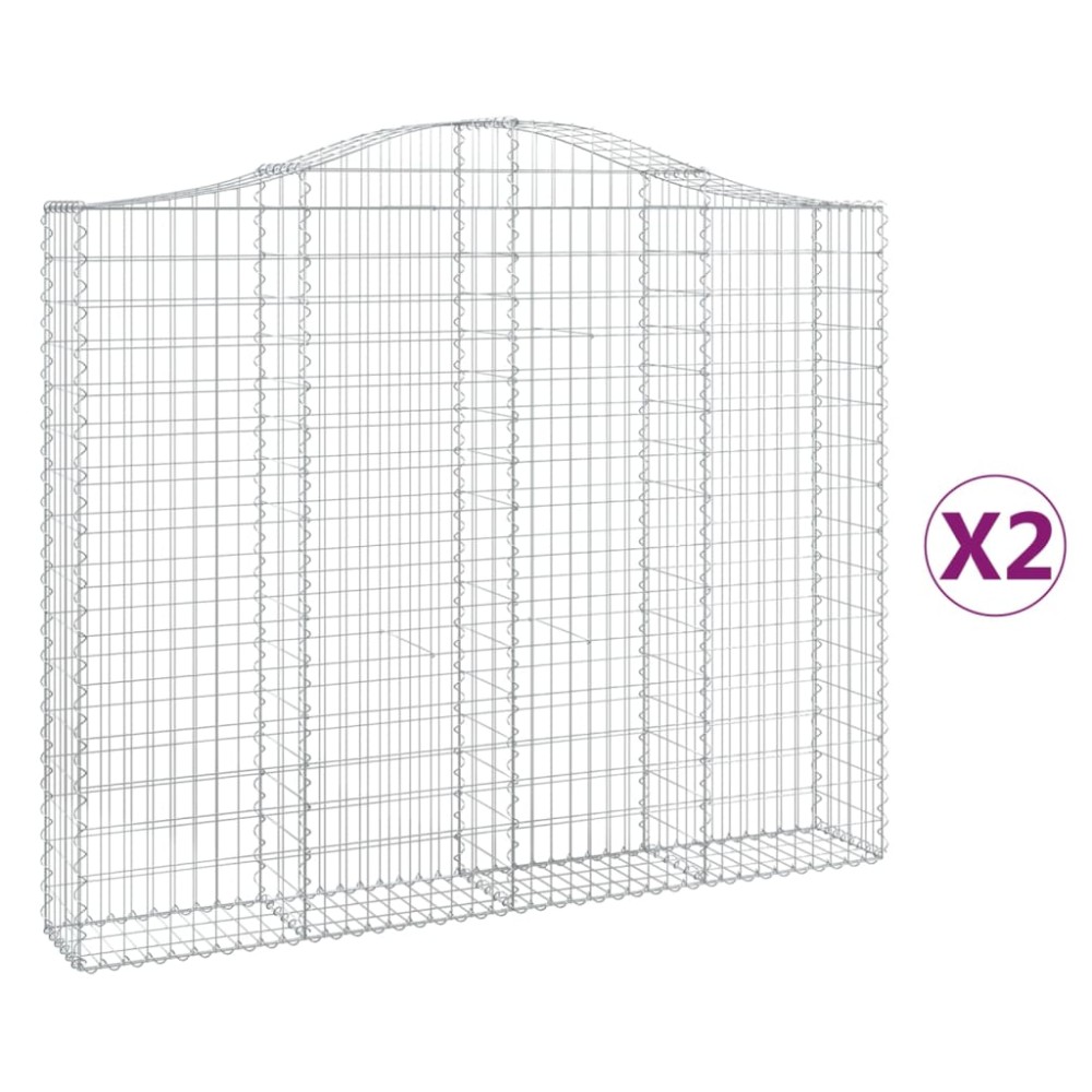 vidaXL Coșuri gabion arcuite 2 buc, 200x30x160/180 cm, fier galvanizat